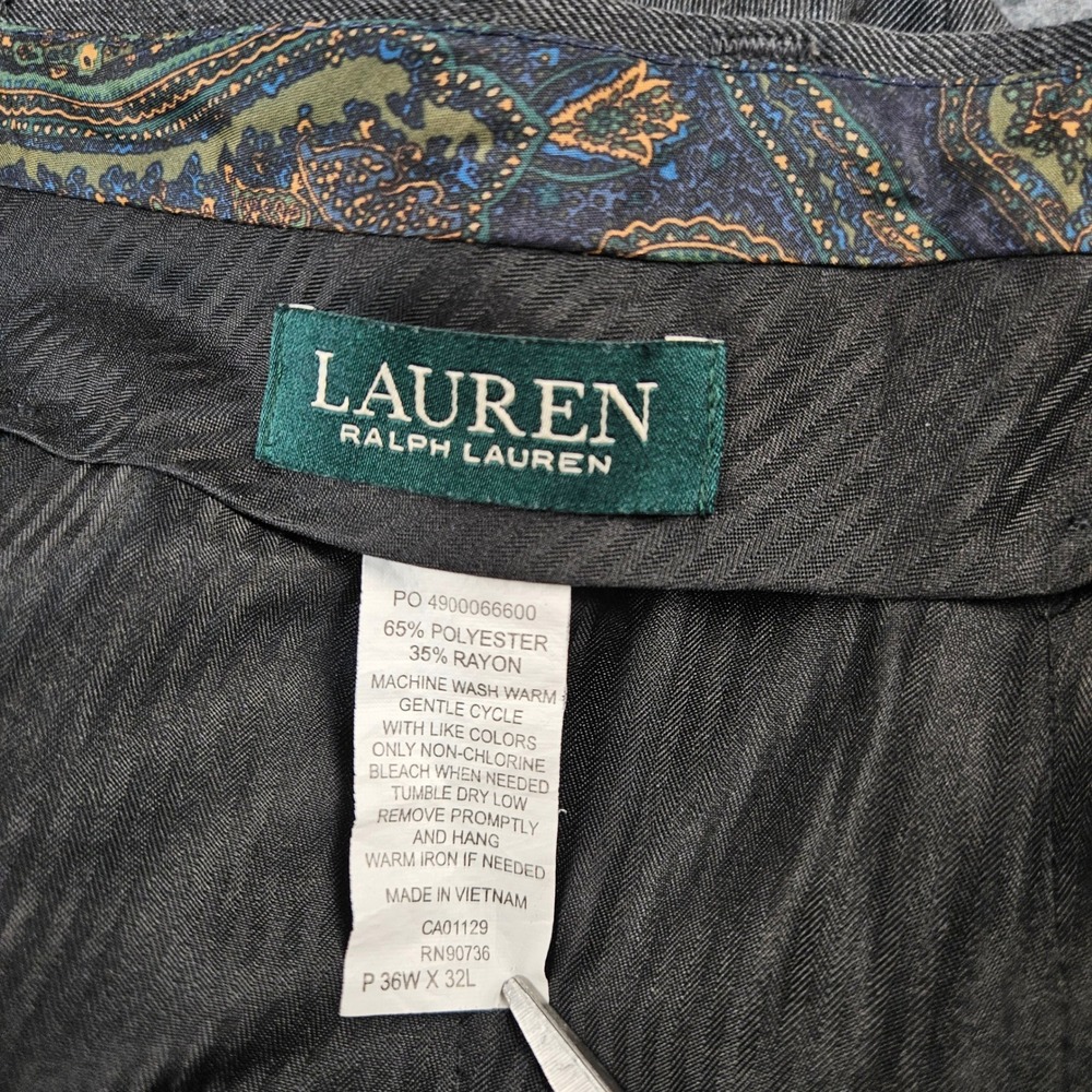 Lauren Ralph Lauren Mens Gray Dress Pants 36W x 32L Flat Front Straight Leg - Picture 5 of 7
